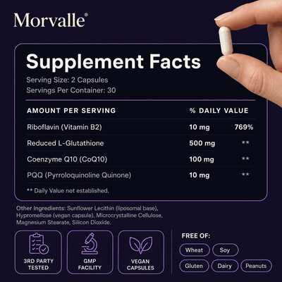 Morvalle Liposomal Glutathione — Glow, Immune & Detox Complex (60 Vegan Capsules)