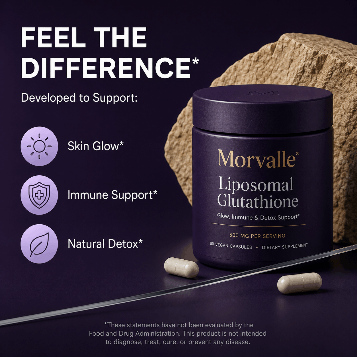 Morvalle Liposomal Glutathione — Glow, Immune & Detox Complex (60 Vegan Capsules)